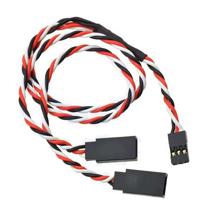 Firgelli Robots Twisted Y-split Servo Cable: Female JR/Futaba - 2 Male JR/Futaba - 60 strands