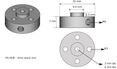 Gear Motor Drive Hub for 3mm Dia Shafts