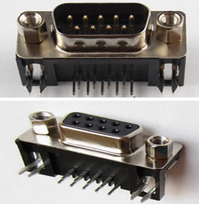 Firgelli Robots Right Angle 9-Pin RS232 Pin-out - Male / Female --Solder Type